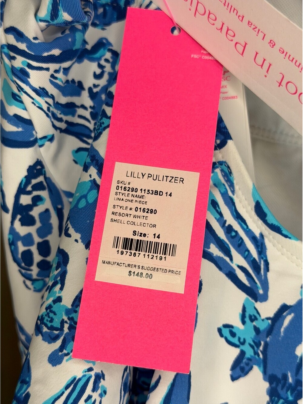 NWT Lilly Pulitzer Lima One Piece Shell Collector 14